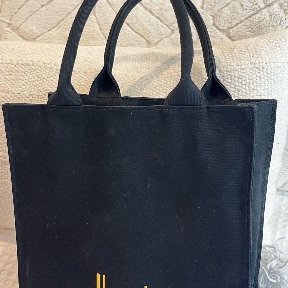 Harrods Black Canvas Tote Bag with Top Handles